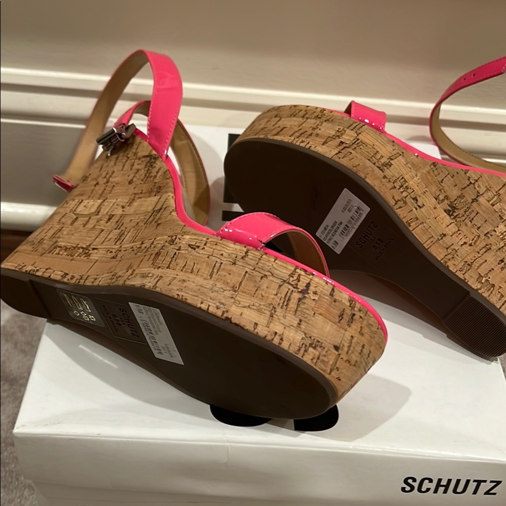 Schutz Pink Platform Shoes with Strappy Design - Picture 4 of 4